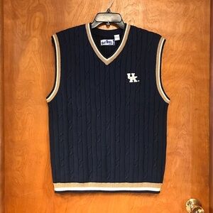 🏀 Vintage 90’s Kentucky Wildcats Cable Knit Sweater Vest Stitched UK Logo Size L